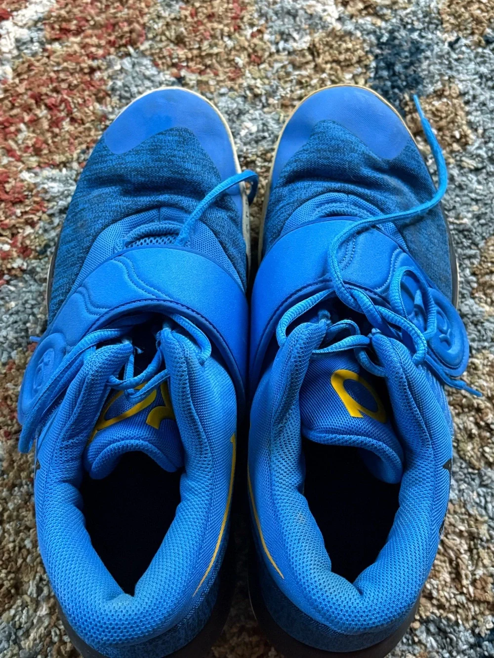 Men’s Blue Nike Basketball Shoes with Yellow Logo